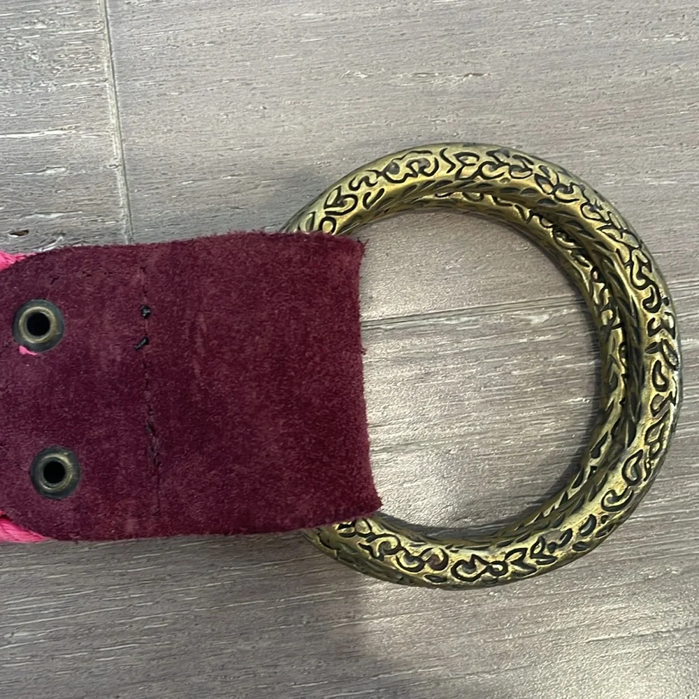 NWOT Diesel pink suede braided 36 inch 90’s Y2K festival belt gold buckle